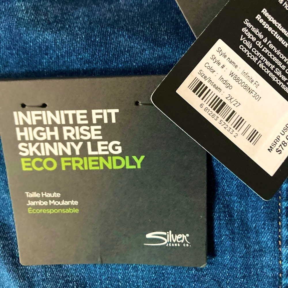 2X x 27L Silver Jeans infinite fit - BNWT